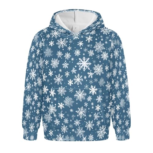 Kids Hoodies Sweaters Christmas Xmas Snowflake Hooded Sweatshirts with Big Pockets for Boys Girls B0400392