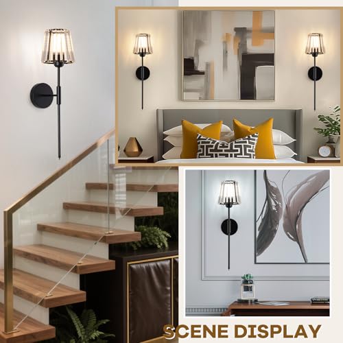 Image of EIDISUNY Battery Operated Crystal Wall Light Set of 2, Wireless Wall Lamp with RGB Rechargeable Dimmable Bulbs, Crystal Wall Sconce with Remote for Bedroom, Living Room (Bulbs Included)