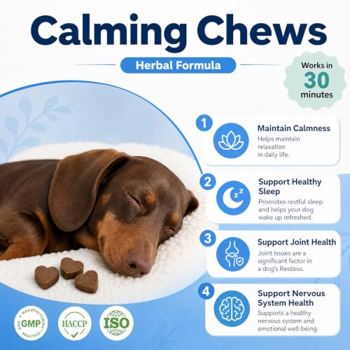 Helsovox Calming Chews for Dogs, Calming Treat and Bites with Melatonin, Nervous System & Jiont Health Support, Anxiety Relief for Separation, Fireworks, Thunder, Barking, Chicken Flavour - Image 2