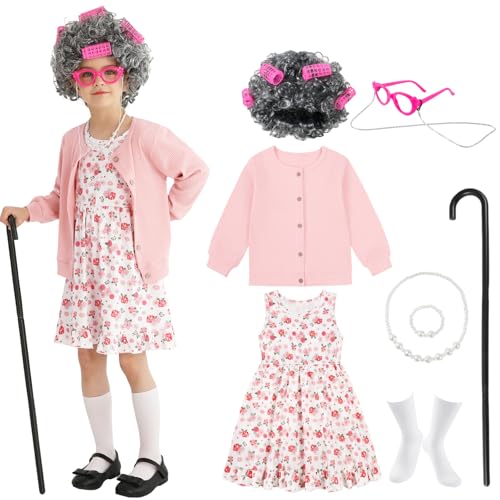 Disfraz Viejecita para Niñas 3-4 Años Rosa