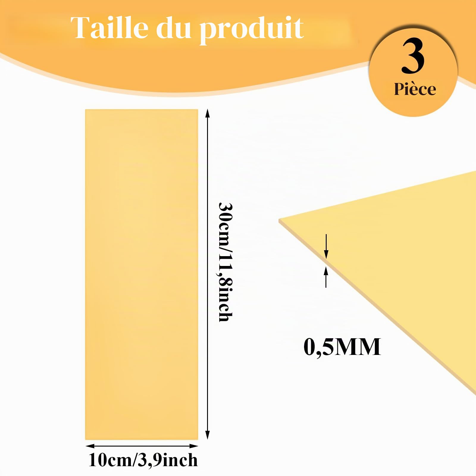 3 Pièces Feuille de Laiton H62, Plaque 0.5mm 300 x 100 mm, Tole Métal avec Film Double Face pour Bricolage, Modelisme, Gravure, Decoupe et Atelier
