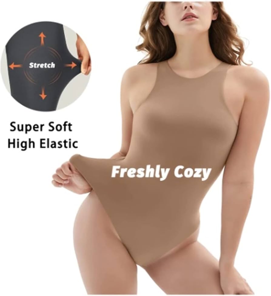 ノースリーブホルターネックボディスーツレーサーバックタンクトップジャンプスーツ Amazon.co.jp: 1パック/3パック レディース ノースリーブ ボディスーツ