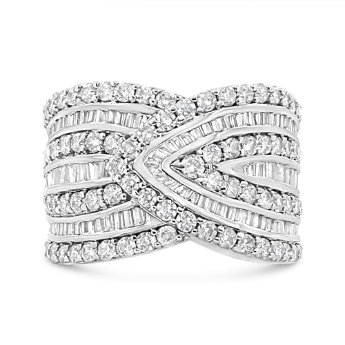 Haus of Brilliance .925 Sterling Silver 2 3/8 Cttw Diamond Multi Row Overlay Band Ring (J-K Color, I3 Clarity) - Ring Size 6