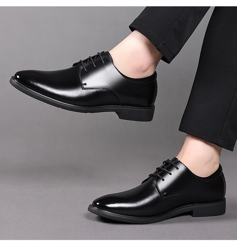 Mens Pointed Toe Oxford Dress Shoes Leather Lace Up Formal Classic Wedding Groom Comfortable Sole Design2