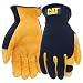 CAT Premium CAT012205L Black/Yellow Leather Palm Work Gloves With Gel Padded Palm, Large