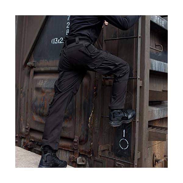 FREE SOLDIER Men's Outdoor Tactical Pants Ripstop Military Combat EDC Cargo Pants Lightweight Hiking Work Pants (Black,34W/30L) - Image 8