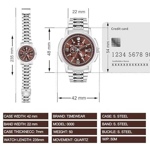 Image of TIMEWEAR Analog, Day Date Functioning, Stainless Steel Chain Watch for Men