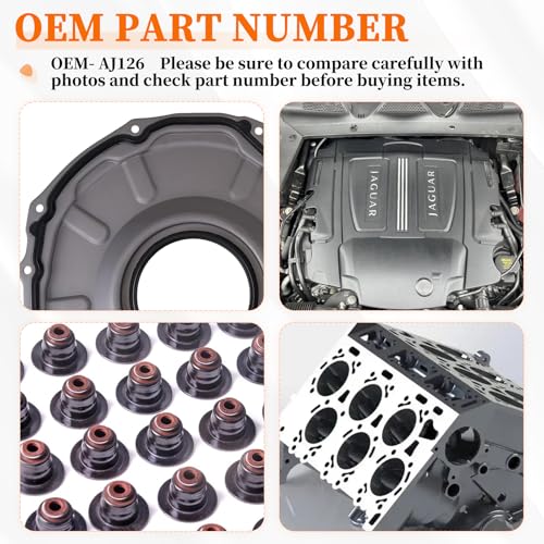 Image of Engine Cylinder Head Gasket Set AJ126 Compatible with Jaguar F-Pace 2017-2020, F-Type 2014-2020, XF 2014-2020, XJ 2014-2019, XE 2017-2019 3.0L V6, Discovery LR4 2014-2016