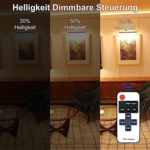 TTWAY COB LED Streifen 2M, 2700K Warmweiße LED Streifen mit Netzteil und Fernbedienung, DC24V, 480LEDs/M, CRI 90+, 8mm Breite, Dimmbare Light Strips für die Schlafzimmerdekoration