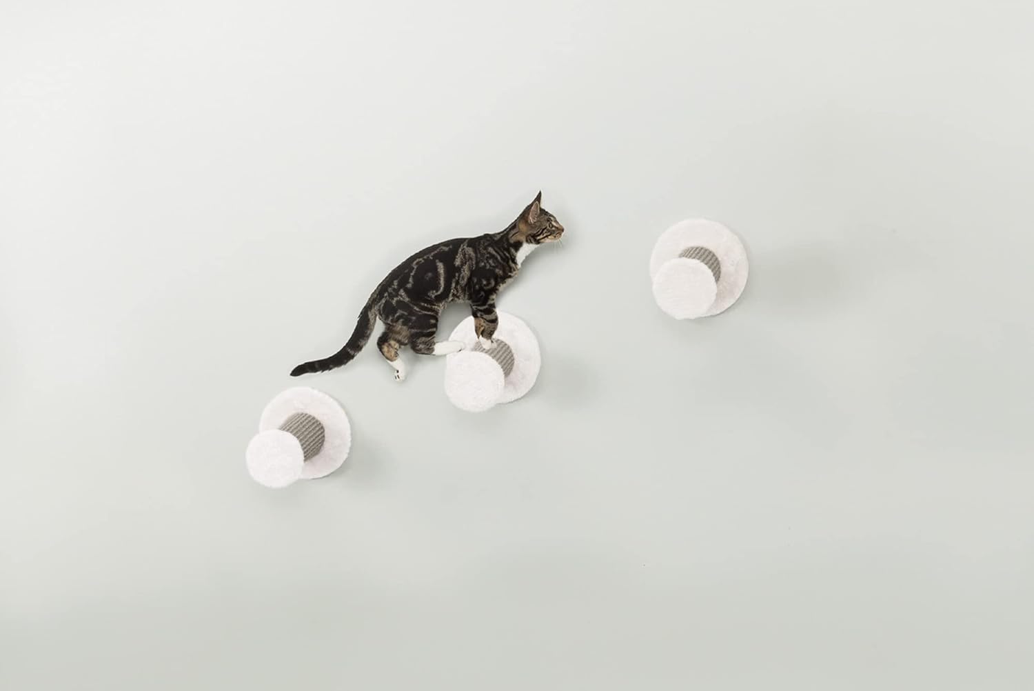White Sisal Wall Mount Cat Climbing Steps, 3-Piece Set