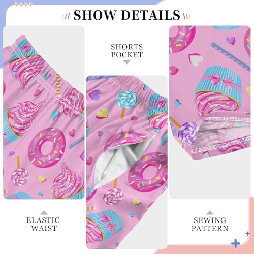 ZZXXB Cupcake Donut Boys Long Pants Soft Trousers Elastic Waist Kids Lounge Bottoms with Pockets S-XL4