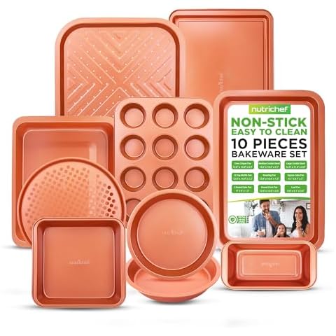 NutriChef 10-Piece Kitchen Oven Baking Pans Cover