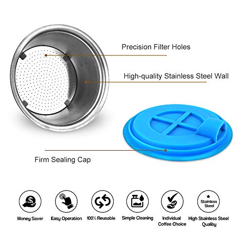 Cápsulas de café Blusea reutilizáveis, recarregáveis de aço inoxidável, filtros de cápsulas compatív