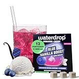 waterdrop® Microenergy Blue Vanilla – 12 Waterdrop Drops Würfel mit 90mg natürlichem Koffein – Energy Drink Getränkepulver zuckerfrei & kalorienarm - Energie-Booster mit Vitamin C & B