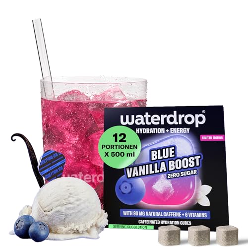 waterdrop® Microenergy Blue Vanilla – 12 Waterdrop Drops Würfel mit 90mg natürlichem Koffein… – Ansicht 1