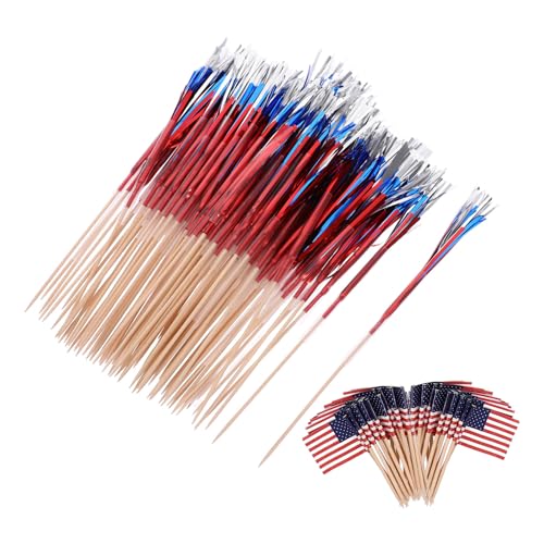 Palillos de Cóctel de Madera con Forma de Bandera POPETPOP 200 Uds 2