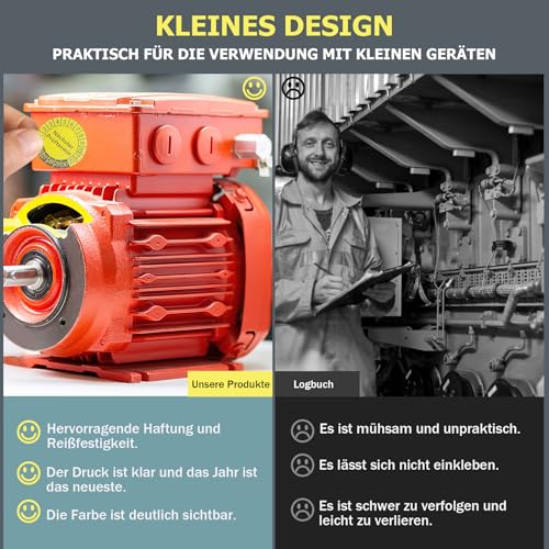 1000 Stück Prüfplaketten 30mm Gelb mit 3 mm Lochzange – Selbstklebende Wartungsetiketten für Elektrogeräte,Maschinen, Leitern und Tritte– Jahresplaketten Nächster Prüftermin 2025–2030 (Gelb)