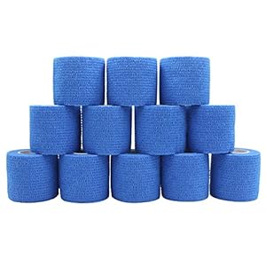 COMOmed 12 Rolls Cohesive Bandage Blue 5cmX4.5m, Flexible Bandage,Non-Woven Cohesive, Athletic Tape,Vet wrap,Wraps Bandage,Suitable for Sensitive Skin…