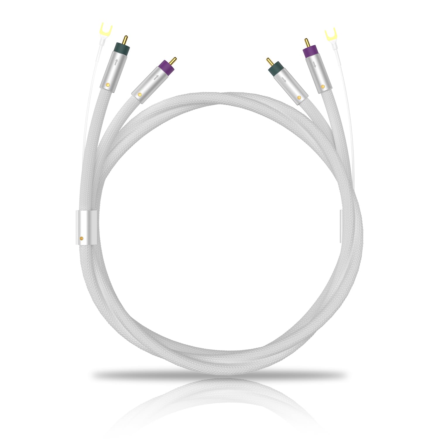 Tertullus Phono Cables with Ground, 3ft(1M) Silver Plated Shielded RCA Audio Cables,for Turntables, Record Players, amplifiers (2RCA to 2RCA/White)