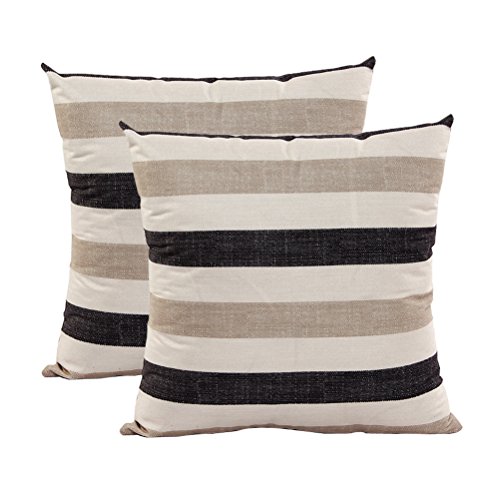 U-LOVE 2PACK Stripe Throw Pillow Cases Supersoft Square Decorative Cushion Covers 18 X 18 Inches (Stripe 001)