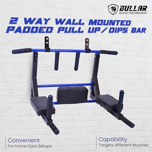 Image of Bullar Wall mount pull up bar, 3 in 1, dips station, home gym equipments, height increasing equipments for men,kids and women