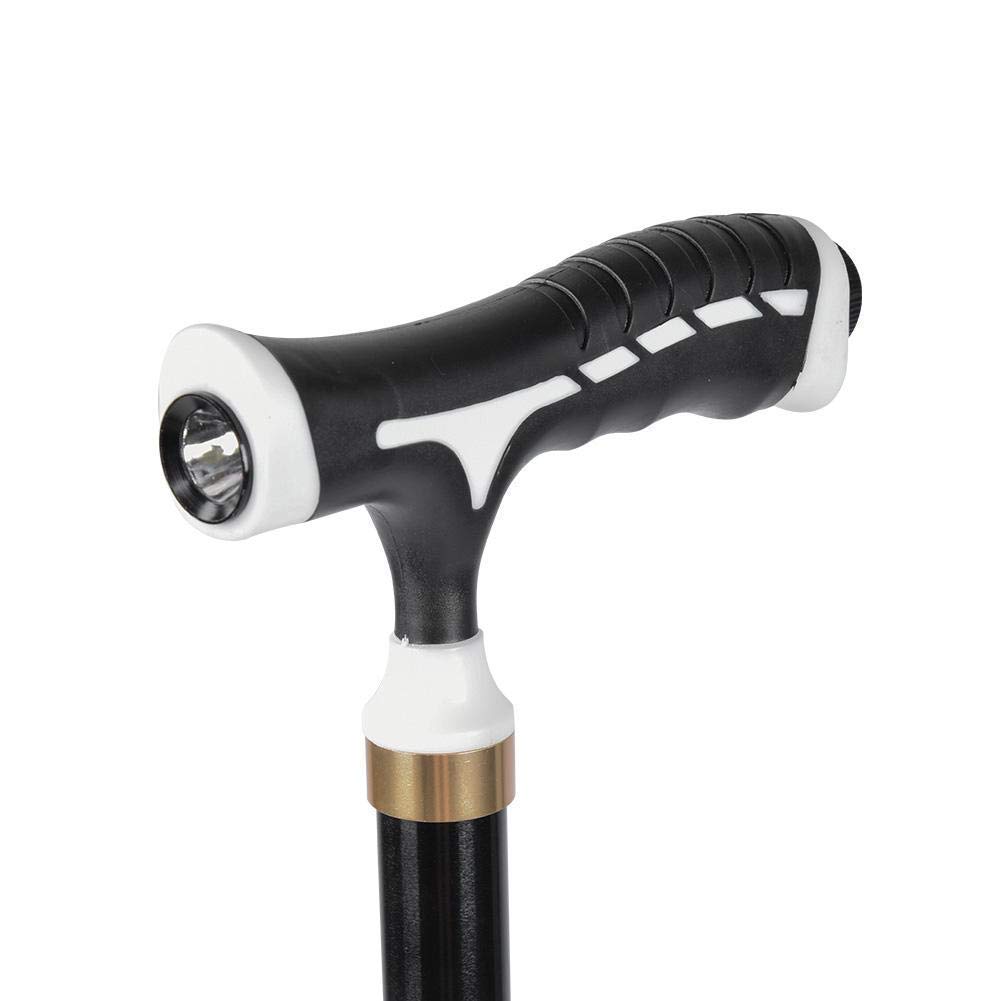 Bastone di Supporto Pieghevole per Camminare Le stampelle per Anziani Regolabili Possono con Luce a LED e 4 mangimi per Anziani, stampelle Times