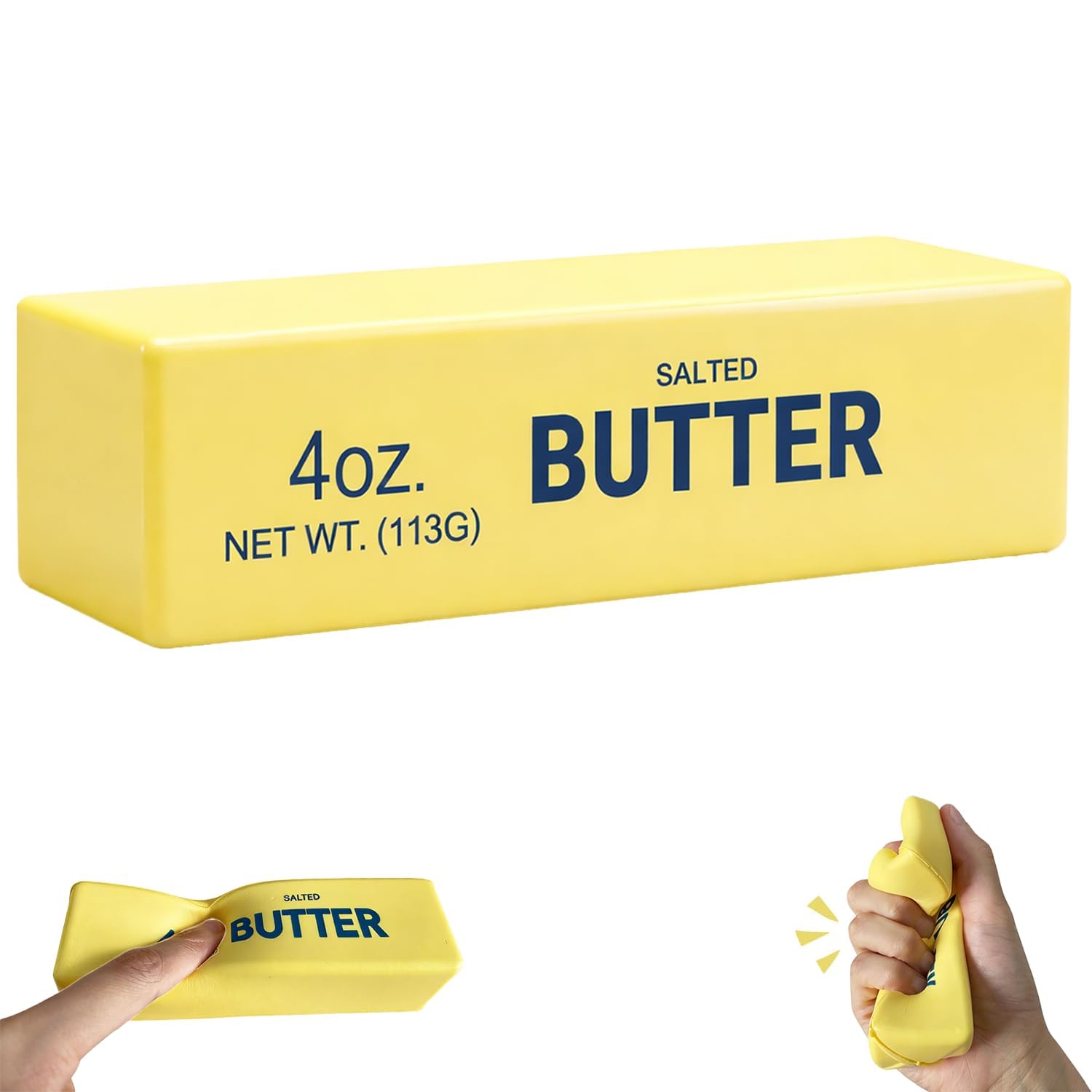 1 Yellow Butter Squeeze Toy– Soft, squeezable stress relief toys perfect for stress relief, party favor bag fillers, classroom rewards and fun desk accessories for kids and adults(a