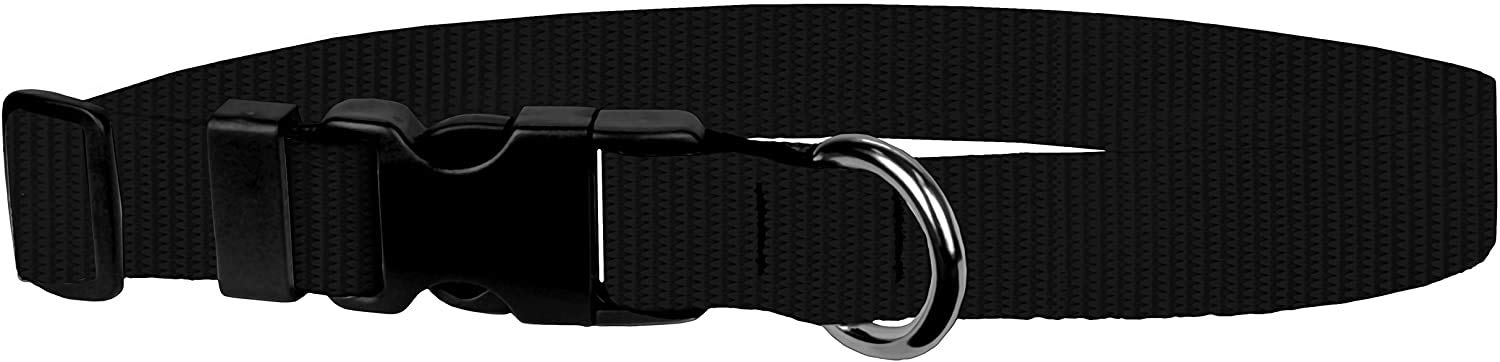 Dog Collar - Colored Adjustable Pet Collars, 3/4 Inch Wide, Small, Black