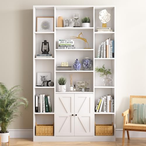 oneinmil 74\" Tall Bookshelf, 45\" Wide Bookcase with Doors, Modern Display Shelf with Storage Space, Large Storage Cabinet for Home & Office