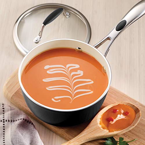 Image of TRAMONTINA Fusao Healthy Triply Ceramic 16cm /2.1L Sauce Pan with SS 304 lid | Non Toxic (PFAS /PTFE /PFOA Free) Milk Pan /Tea Pan | Induction Friendly | Stay Cool Handle I 10 Year Warranty*