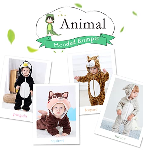 DEBAIJIA Bébé Grenouillères Animal Combinaison 0-36M Flanelle Enfant Barboteuse À Capuche Mignon Garçon Fille Pyjama - Image 4