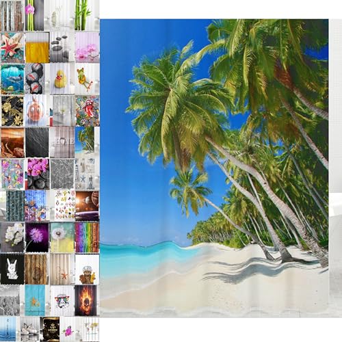 Sanilo Duschvorhang, viele schöne Duschvorhänge zur Auswahl, hochwertige Qualität, inkl. 12 Ringe, wasserdicht, Anti-Schimmel-Effekt (Karibik, 180 x 200 cm)