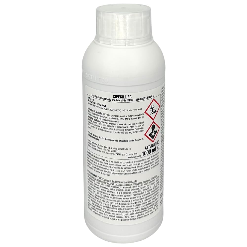 Insetticida Cipekill Cipermetrina 10% Concentrato kit da 2 Lt Contro Zanzare Mosche Zecche Pulci e insetti striscianti