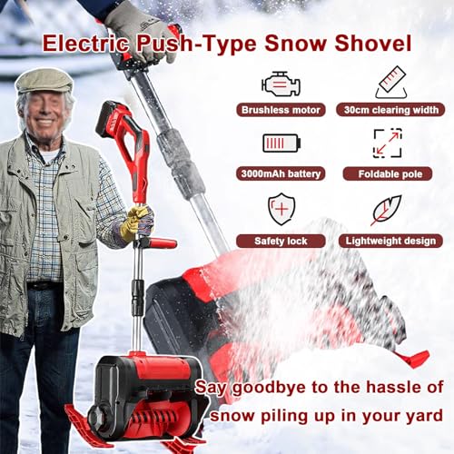 Souffleuse à neige sans fil 21 V, largeur 30 cm, direction réglable 45°, pliable terrasse allée