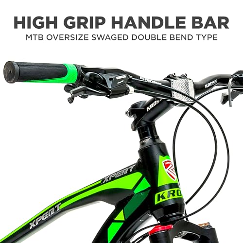Image of KROSS Xpert 27.5T Unisex Matt Black Multispeed (Shimano 24-Speed) MTB | Alloy Frame with Dual Disc Brakes and Front Suspension Fork | Ideal for 15+ Years (Green)