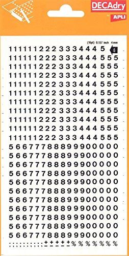 APLI DD6F - Números transferibles negros 4 mm, 420 caracteres