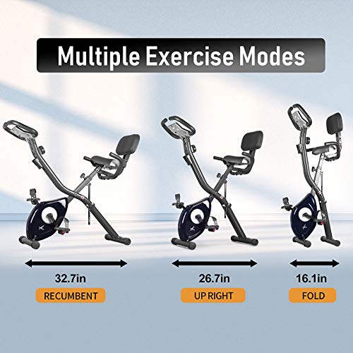 Image of leikefitness LEIKE X Bike Ultra-Quiet Folding Exercise Bike, | Magnetic Upright Bicycle with Heart Rate,LCD Monitor and easy to assemble