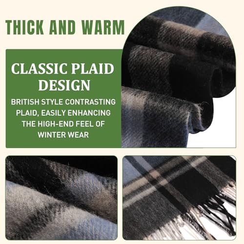 Winter Wool Plaid Scarf for Men,Women Fashion Tartan Wrap Checkered Scarves4