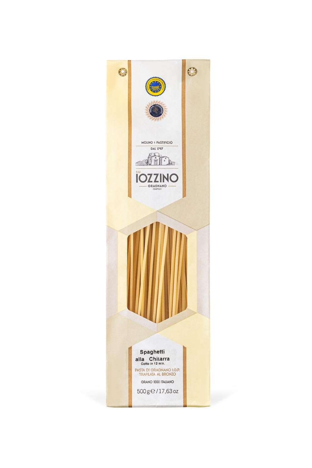 Pastificio F.lli Iozzino - Pâtes de Gragnano IGP - Formats de pâtes longues 3Kg (6x500g) | 1 Kg linguine + 1 Kg spaghetti + 1 Kg spaghetti alla chitarra |