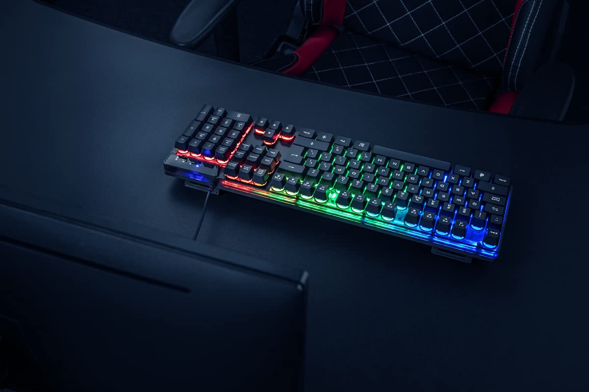 Trust Gaming GXT 835 Azor klawiatura z podświetleniem, hiszpański układ QWERTY, oświetlenie LED, bezprzewodowa klawiatura do gier do gier do systemu Windows, Mac, PC, komputera, laptopa, czarna