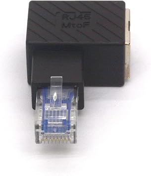 90 Degree RJ45 8P8C Male to Female Cat5e Cat6 Network Patch Connector(2Pcs)