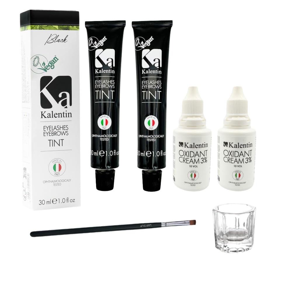 Professional Kalentin Eyebrow Color 2-Pack Plus 2-Developers (Black)