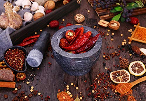 Aisiming Mortar And Pestle Set Polished Natural Marble Guacamole Molcajete Bowl, Spices Grinder With Silicone Pad, Stainless Steel Spoon And Brush, 300Ml Capacity Crusher(Medium, Dark Gray) #TOP5
