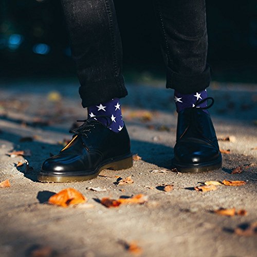 Bisousox American Flag Socks Men's Fun Dress Patriotic Stars Cotton Novelty Wedding Groomsmen Bridegroom Socks #TOP5