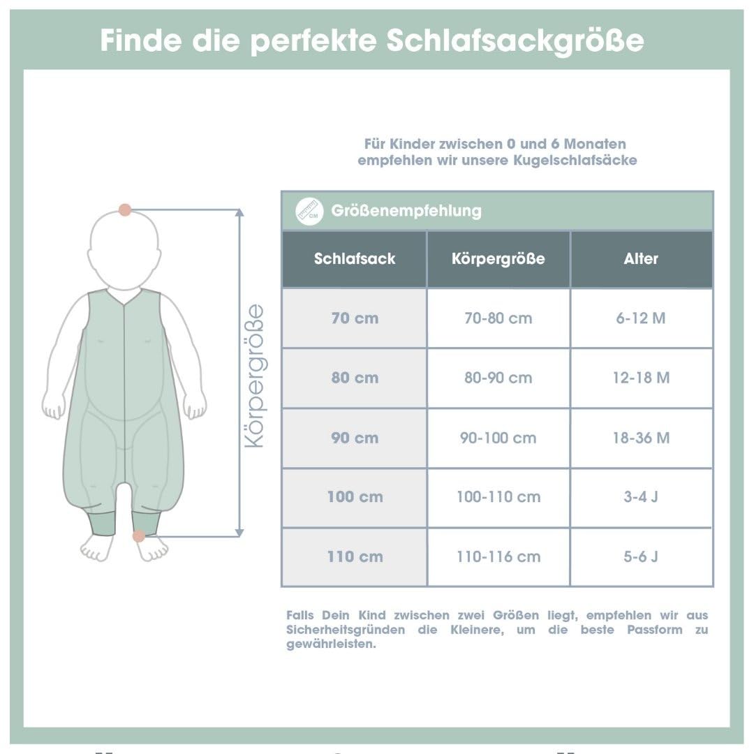 emma & noah Baby Schlafsack – Extra warm & kuschelweich für kalte Nächte – 3.5 TOG, mit Füßen & abnehmbaren Ärmeln, Bio-Baumwolle
