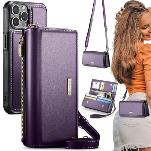 Étui portefeuille iPhone 13 Pro CaseMe violet 2 en 1 amovible RFID