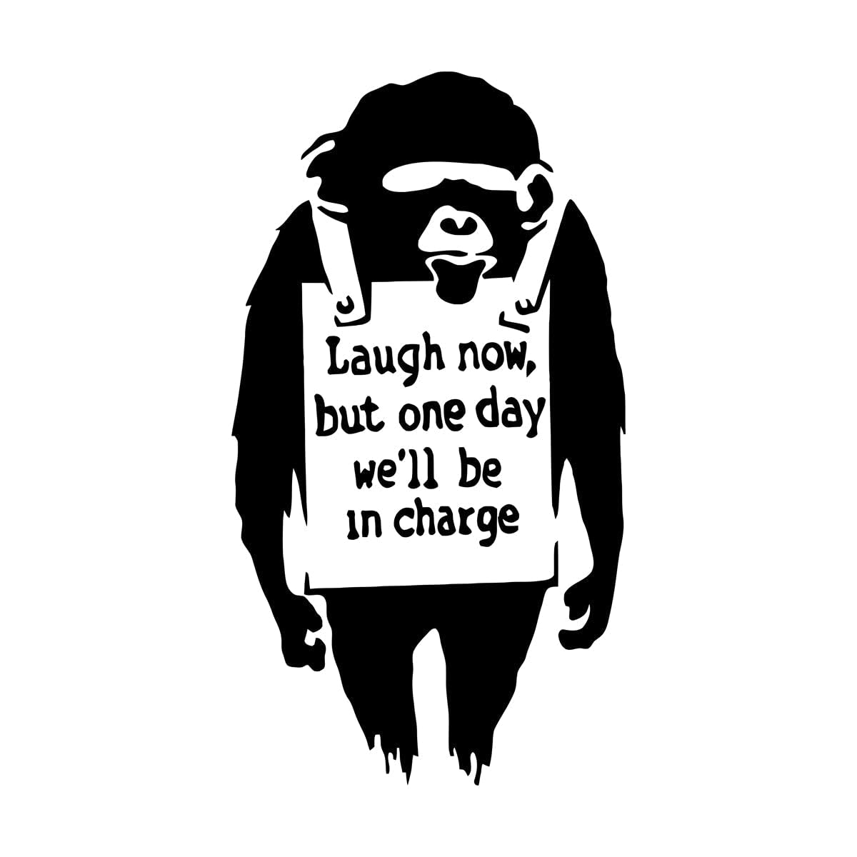 Lzhouting Wall Stickers 1519 Monkey Wall Sticker Art Vinyl Street Graffiti Mural Chimp Artwork Decals Laugh Now Print Gorilla Smart Mural Extra Large - 56X114cm
