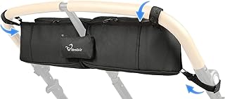 StrollAir - Universal Best Double Parent Stroller Organizer Caddy Insulated Cup Holder Console side-by-side Mountain Buggy TWIN WAY Bob Duallie Baby Jogger City Mini GT – Black