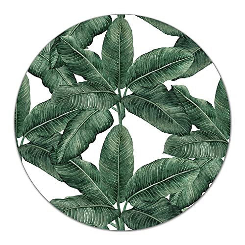 Coloray Tabla De Cortar Protector ⌀ 40 cm Vidrio Templado Cocina Para Servir Platos Placa De Induccion - Hoja de plátano florales