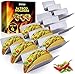 Taco Holders zestaw 4 uchwytów ze stali nierdzewnej - dwustronna tacka na tortille może pomieścić 2 lub 3 muszle - Taco Wtorek sprawia, że przygotowanie jest dziecinnie proste, bez bałaganu - nadaje się do mycia w zmywarce
